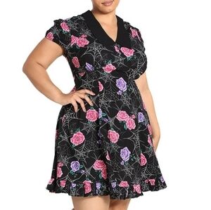 Hell Bunny Rose & Web Fit-and-Flare Dress